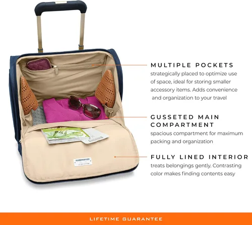 Vista 3 de Briggs & Riley Spinner, Azul Marino, 16-inch Baseline Cabin Bag, Cabina giratoria