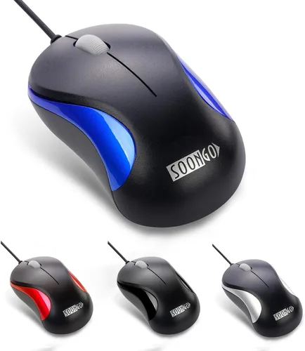 Vista 8 de SOONGO - Ratón óptico USB con cable para computadora portátil y uso doméstico, 2 unidades, compatible con computadoras portátiles, escritorio