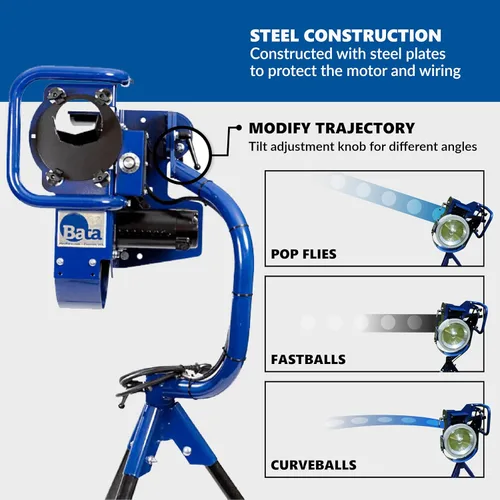 Vista 5 de BATA Baseball and Softball Combo Wheel Pitching Machine, Youth and Adult Automatic Pitch Machine for Baseballs and Softballs, Practice Training