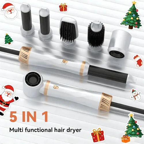 Vista 7 de Cepillo secador de pelo 5 en 1, cepillo de secado rápido y 3 temperaturas ajustables, juego de peinado desmontable para secar y rizar, 2