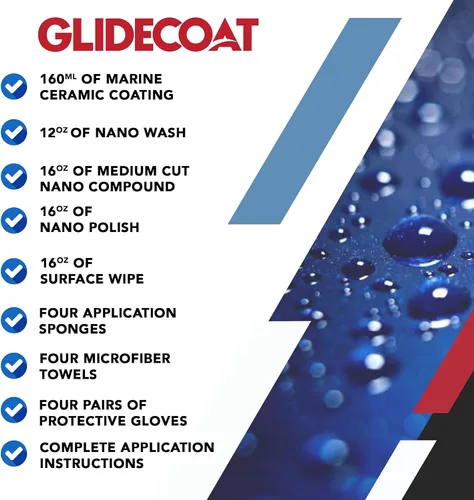 Vista 3 de Glidecoat Marine Ceramic Coating Kit - Complete Boat Detailing Supply Kit with Marine Ceramic Coating, Nano Polish, Nano Compound, Nano Wash and