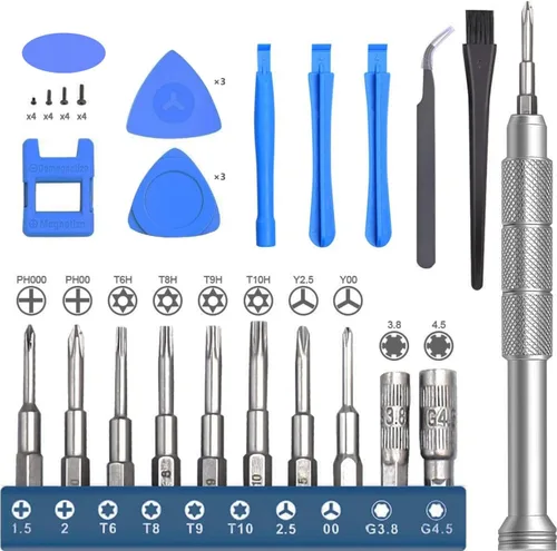 Kit de herramientas de reparación para Nintendo Xbox PS5 PS4, juego de destornilladores triwing 23 en 1 con T6 T8 T9 T10 Torx 3.8 4.5 Gamebit para