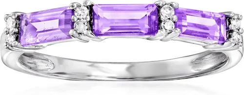 Ross-Simons 0.65 ct. t.w. Amethyst Ring With Diamond Accents in 14kt White Gold