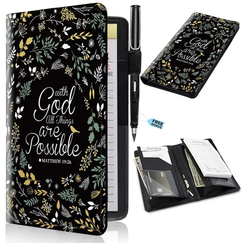 Vista 13 de Libros para servidores de 2ª generación, 5 x 9 pulgadas, para camarera con bolsillos expandibles/con cremallera, lindo libro de servir, blocs