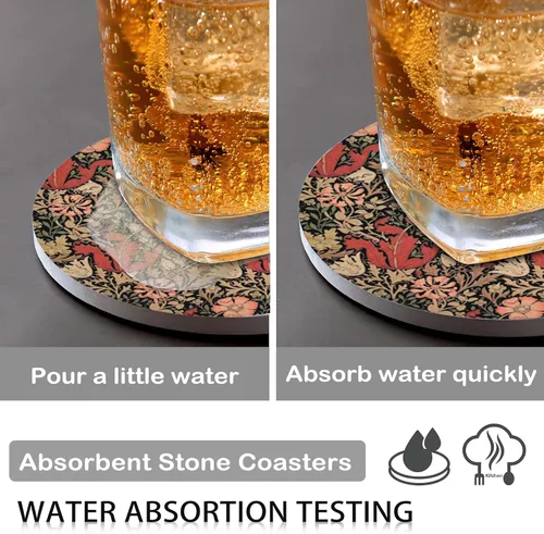 Vista 3 de Posavasos para bebidas absorbentes con soporte, conjuntos florales de William Morris de 6 posavasos duraderos para protección de mesa de café