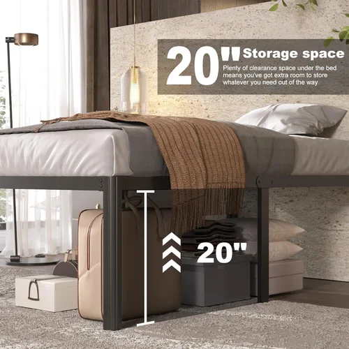 Vista 6 de Lutown-Teen - Base de cama individual de 22 pulgadas con patas de esquinas redondeadas, base de plataforma metálica resistente para cama individual