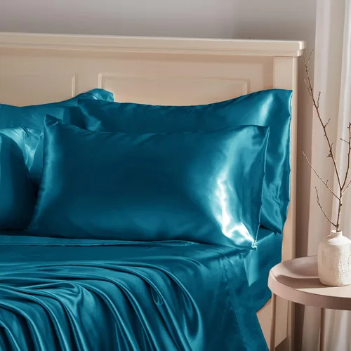 Vista 11 de Manyshofu - Funda de almohada de satén beige para protección del cabello - 2 piezas, fundas de almohada estándar, lujosas y sedosas, fundas