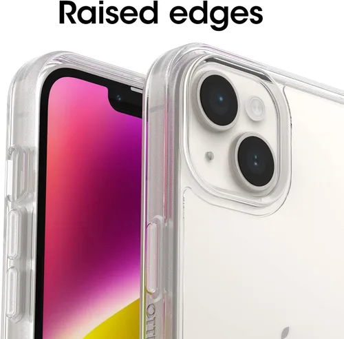 Vista 4 de OtterBox Funda para iPhone 14 y iPhone 13 Symmetry Series transparente, ultra elegante, compatible con carga inalámbrica, bordes elevados que