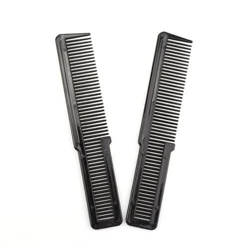 Peine y cortaúñas profesionales para corte de cabello, 2 piezas, peine de dientes finos para estilistas y barberos (negro)