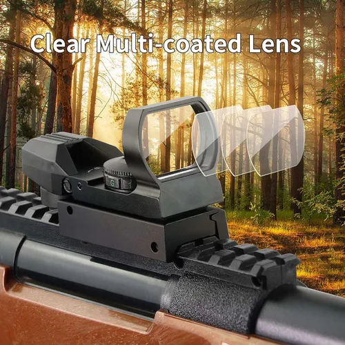 Vista 3 de Beileshi Mira Reflex, 4 Estilos de Retícula Ajustable, 5 Ajustes de Brillo, Punto Rojo y Verde con Montura de Riel de 20mm