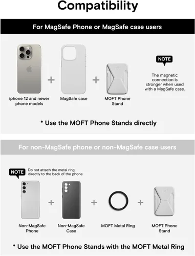Vista 8 de MOFT Soporte magnético para cartera compatible con iPhone 171615141312, ajuste de ángulo y soporte de teléfono compatible con MOVAS Magsafe, Misty