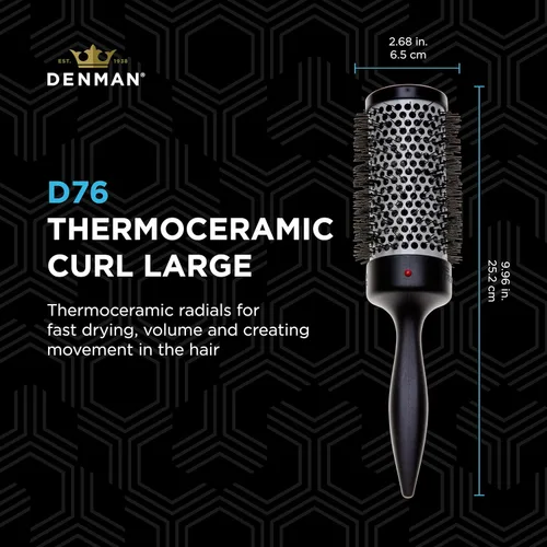 Vista 2 de Denman Thermo Ceramic Hourglass - Cepillo para rizar el cabello, alisar, rizos definidos, volumen y elevación de raíces, color gris