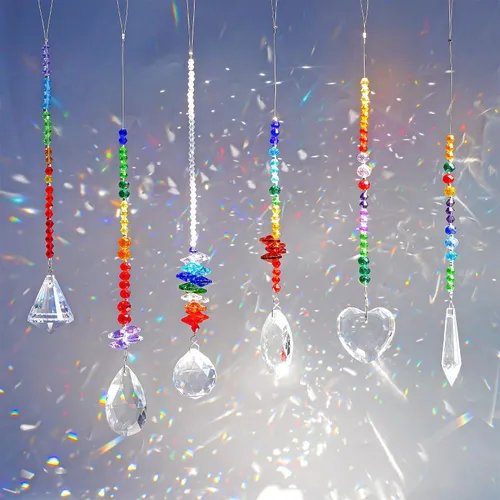 Vista 8 de 6 piezas de coloridos colgantes de prisma de cristal para ventana Transparente 1*