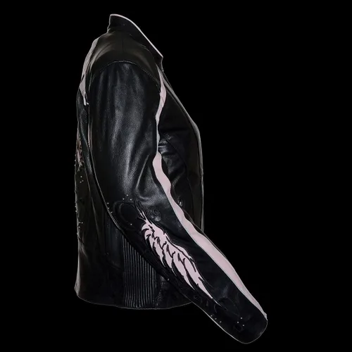 Vista 5 de Milwaukee Leather ML1952 Chaqueta de cuero para mujer con diseño bordado de alas y remaches negros