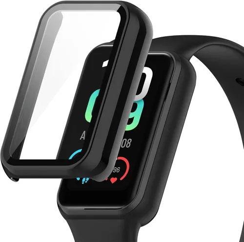 Vista 5 de Funda compatible con Amazfit Band 7 con protector de pantalla de vidrio templado integrado, cobertura completa, carcasa protectora ultrafina de 6