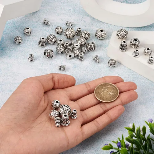 Vista 5 de Craftdady Cuentas de gurú tibetano de plata de 3 maneras para hacer collares y joyas