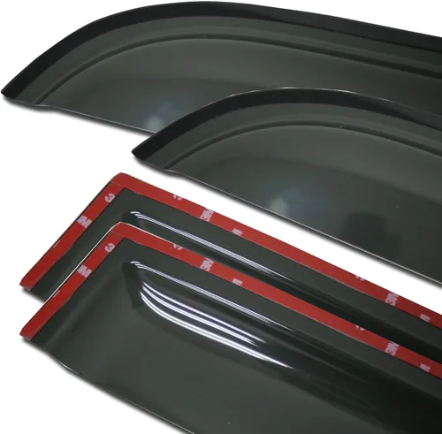 Vista 2 de TuningPros WV-336 - Deflector de visera de ventana, protector de lluvia, color humo oscuro, juego de 4 piezas