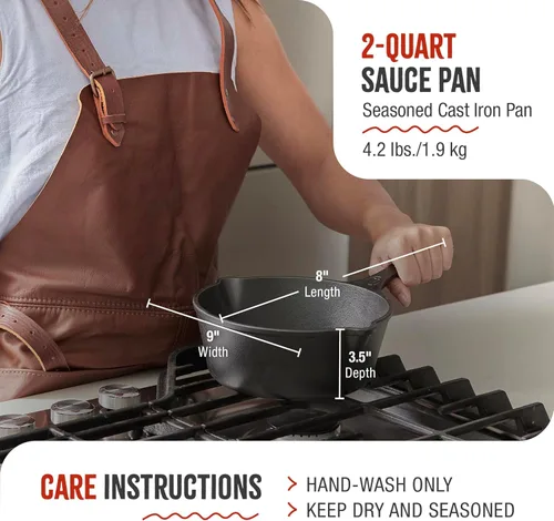 Vista 7 de Victoria Cacerola de Hierro Fundido de 0.5 Cuartos, Olla Pequeña de Hierro Fundido para Derretir Sazonada con Aceite de Linaza, Fabricada