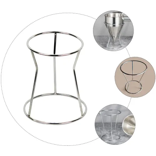 Vista 3 de Embudo de pistón de acero inoxidable para panqueques, embudos de confitería con dispensador de soporte, herramienta de decoración de pasteles de uso