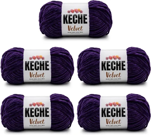 Vista 101 de Hilo de terciopelo Keche para crochet, suave chenilla voluminosa para bebé, manta Amigurumi, 100 gr (121 m) - Turquesa