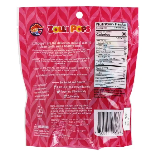 Vista 2 de Zollipops Clean Teeth - Paletas, paquete de fresas navideñas, 3.1 onzas