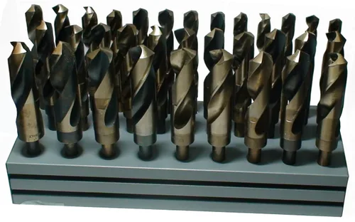 Vista 17 de Drill America Juego de 8 brocas de mango reducido de cobalto m42 en caja de metal (9/16" - 1" x 16ths), serie D/ACO