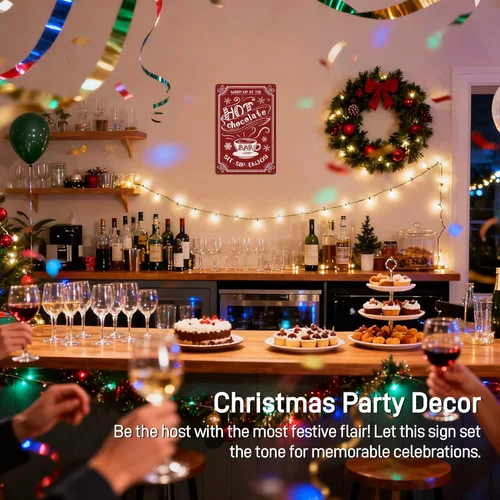 Vista 5 de Letrero de Chocolate Caliente – Accesorios de Barra de Cacao Caliente de Navidad – Decoraciones de Suministros de Estación de Cacao – Decoración
