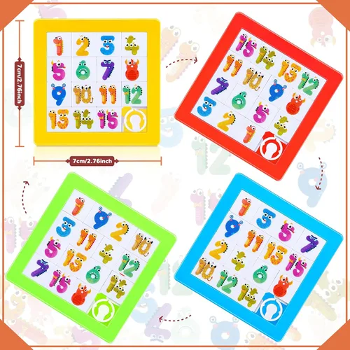 Vista 2 de Sumind Rompecabezas de 8 piezas para niños, rompecabezas de 15 números de plástico IQ, juguetes de rompecabezas de cerebro, juego de regalo