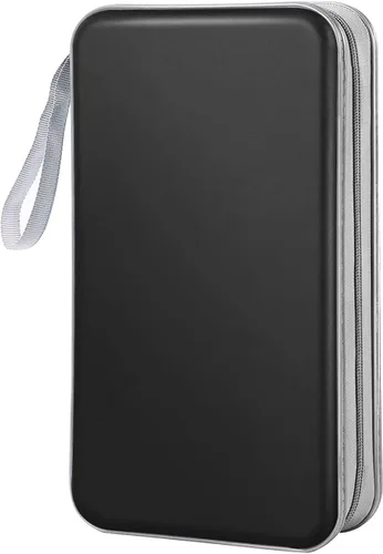 Vista 12 de Funda para CD, 80 de capacidad, DVD, VCD, multimedia, Blu-ray, soporte para cartera, organizador de almacenamiento (azul cielo)