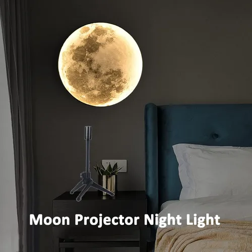 Vista 8 de Proyector de Luz Nocturna de Luna Sin Decoloración, Lámpara de Luna con Alimentación USB, Proyector de Luz Nocturna de Ambiente Romántico