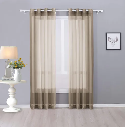 Vista 4 de Interior Trends Ariana - Juego de 2 cortinas de gasa transparente totalmente cosidas con ojales (63 pulgadas de largo, color negro)