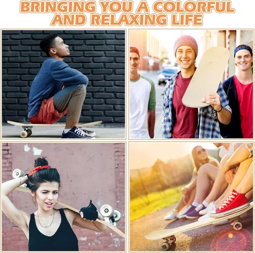 Vista 7 de Honoson Tablas de patineta en blanco de arce, 7 capas, madera natural, doble cola, cubierta de luz cóncava lisa a granel para pintura artística