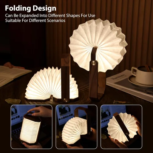 Vista 4 de Foldable Japanese Style Lantern, 1200mAh Rechargeable, 4-6H Runtime, 2-in-1 Handheld & Table Lamp, Soft Warm Light, Outdoor Camping Travel Gear