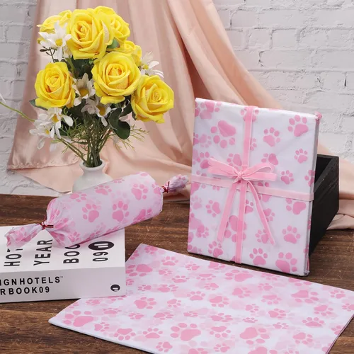Vista 5 de 30 piezas de papel de seda de pata de perro, 20 x 14 pulgadas, lindo papel de seda con estampado de patas, papel de papel de seda para cachorros