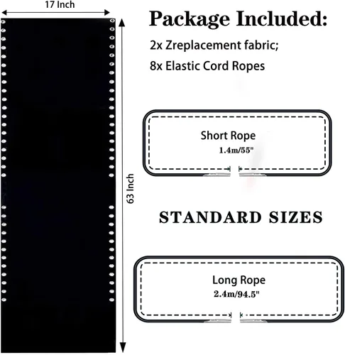 Vista 2 de Ostlttyn Zero Gravity - Juego de 2 piezas de tela de repuesto para sillas de 17 pulgadas con cuerda elástica de repuesto para sillas antigravedad