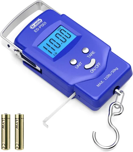 Vista 12 de Dr.meter Báscula de Pescado Báscula de Equipaje Equipo de Pesca - 110lb Pantalla LCD Digital Retroiluminada con Cinta Métrica Incorporada - Báscula