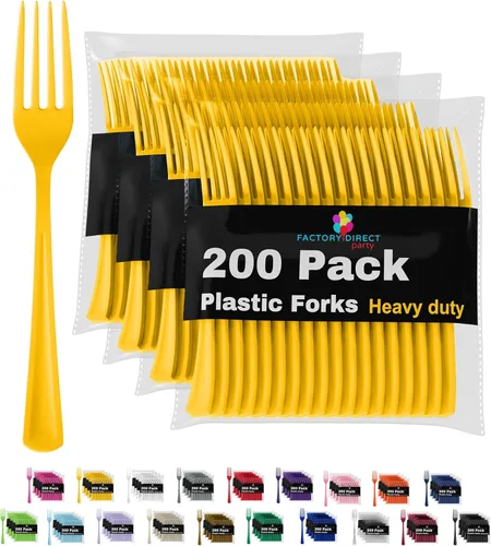 Vista 17 de Party Solids Tenedores de plástico lavanda, 200 piezas, tenedores de lavanda, utensilios desechables, juego de cubiertos de plástico resistente