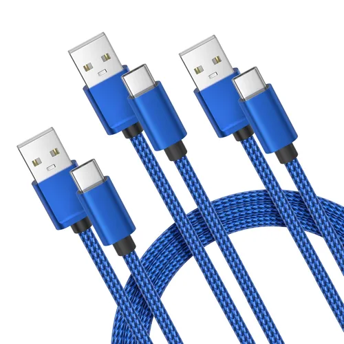 Vista 15 de Basesailor Paquete de 2 cables de carga USB tipo C de 1 pie, cable de carga de nailon para Samsung Galaxy Z Flip Fold, Note S9 S10 S10E 10E S23 Plus