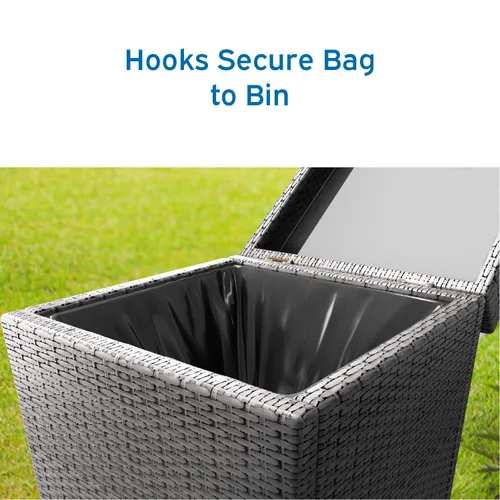 Vista 5 de Nestl Bote de basura gris para exteriores de 30 galones con tapa, cubo de basura de mimbre para patio