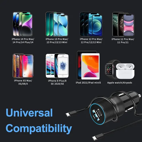 Vista 6 de Cargador rápido USB C de 35 W para automóvil [certificado Apple MFi] para iPhone 14 Pro/14 Pro Max/14 Plus, iPhone 13/12/11/Mini/XS/XR/8/SE, iPad