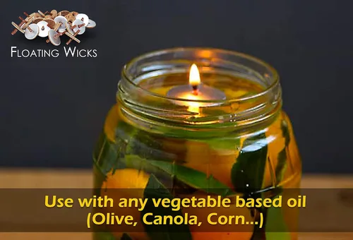 Vista 5 de Ner Mitzvah Mechas flotantes redondas premontadas, 50 unidades, mechas de algodón y soportes de disco de corcho para tazas de aceite