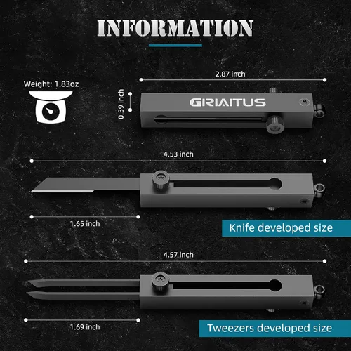 Vista 5 de EDC Cuchillo de Bolsillo 2 en 1 Llavero Pinzas de Precisión Multiherramienta Cortador de Cajas Retráctil Multi Herramienta Cuchillo Utilitario
