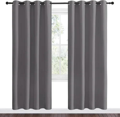 Vista 83 de KGORGE - Cortinas opacas grises para dormitorio 2 paneles, 42 x 63 pulgadas con ojales, cortinas de oscurecimiento de habitación con aislamiento