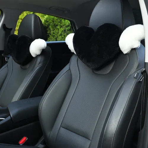 Paquete de 2 almohadas para reposacabezas de automóvil en forma de corazón con alas de ángel, cómodo cojín suave para reposacabezas kawaii,