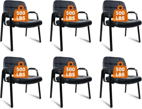 Vista 19 de CLATINA Silla de cuero para oficina, sala de espera, con base de trineo, silla de recepción sin ruedas con reposabrazos y soporte de madera, sillón