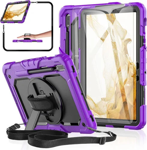 Vista 11 de Funda para Samsung Galaxy Tab S8/S7 de 11 pulgadas 5G Funda para Tableta 2022/2020, [con Protector de Pantalla de Vidrio Templado], Soporte