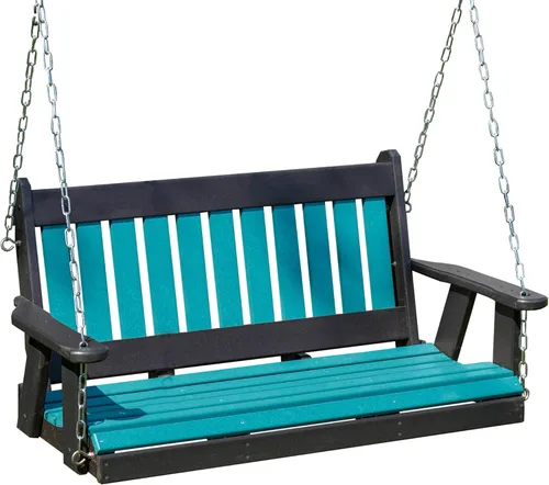 Columpio para porche de 4 pies, color azul aruba, polivinílico, polietileno de alta densidad resistente, duradero, fabricado en Estados Unidos,