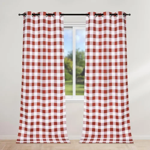 Vista 28 de Simple Deluxe Paquete de 4 cenefas opacas de cuadros búfalo para ventanas de cocina, sala de estar, casa de campo, dormitorio, cenefa de cortina