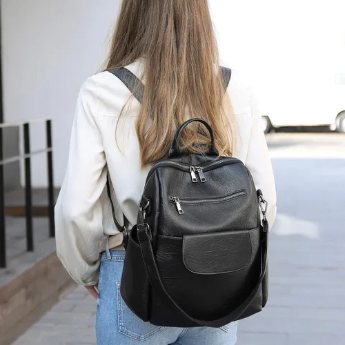 Vista 3 de Mochila de moda para mujer, impermeable, bolsa de viaje, bolsa de hombro convertible para mujer