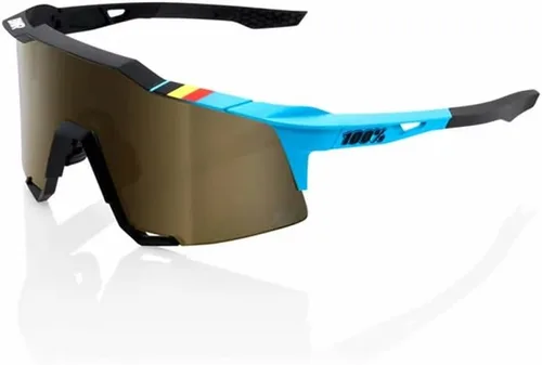 100% SPEEDCRAFT Sport Performance - Gafas de sol de ciclismo BWR negro - Lente de espejo dorado suave, Bwr Negro - Lente de espejo dorado suave